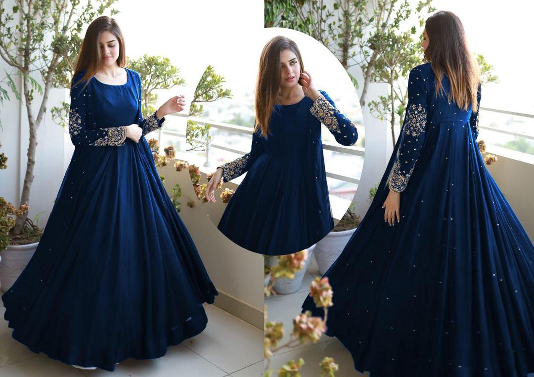 3 pcs Women Stiched  Embroidery Coat Maxi