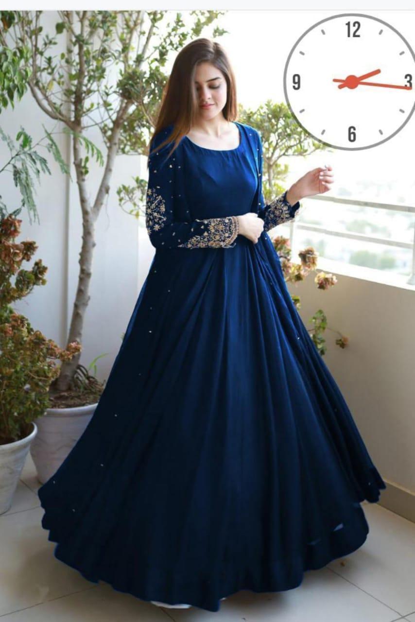 3 pcs Women Stiched  Embroidery Coat Maxi