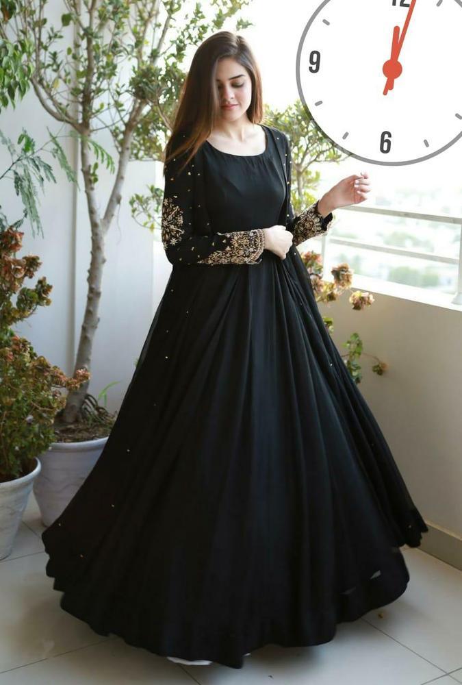 3 pcs Women Stiched  Embroidery Coat Maxi